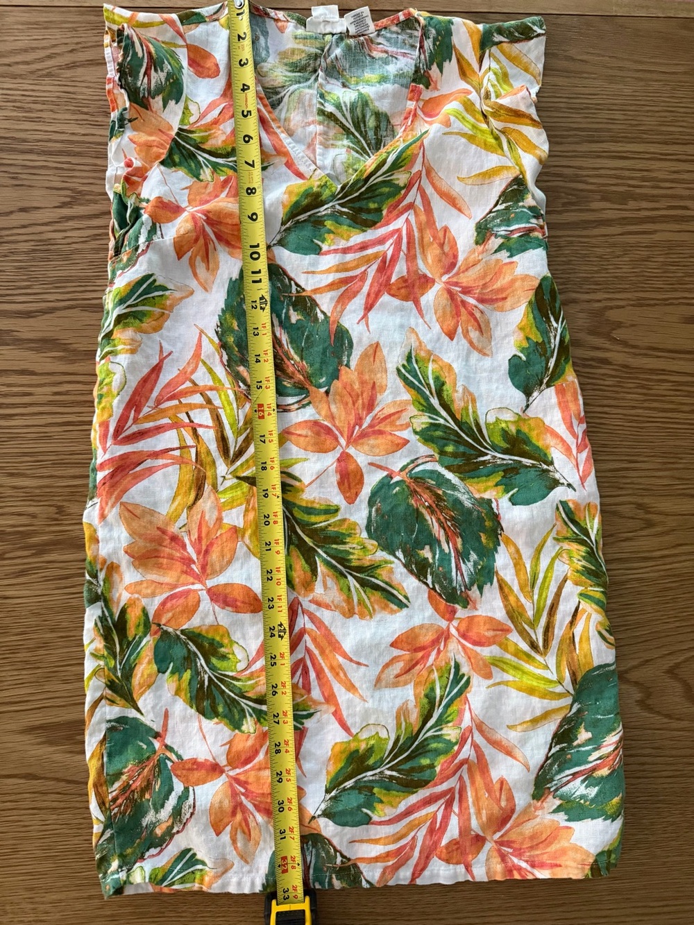 Nicole Miller Linen Orange & Green Tropical Shift Dress - Picture 5 of 5